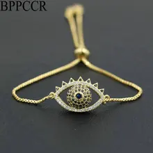 BPPCCR Золото Серебро Цвет Стразы циркон AAA глаз зла браслет голубой глаз для мужчин женщин влюбленных Lucky Mujer Hombre Pulseira подарки