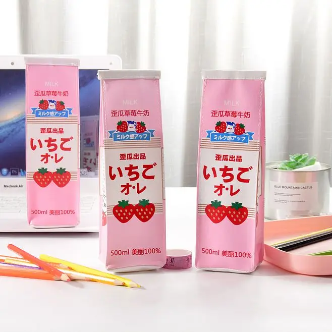 

LoveFrom 1Pcs Kawaii Pencil Case Leather Milk Pencil Bag Korea Student Pencil Case Storage Office School Supply Stationery