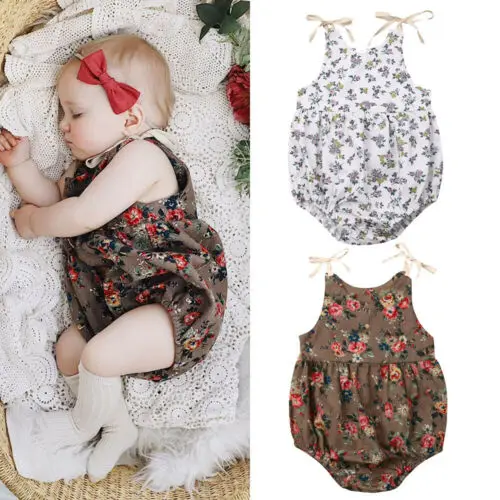 

Baby Clothes Kids Newborn Baby Girl Floral Sleeveless Romper One Piece Jumpsuit Outfit 3-24M
