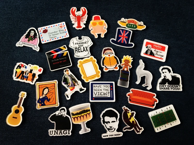 

New 25pcs 1Lot Friends Central Perk Sofa Coffer Mug Monica Door Photo Frame Turkey Acrylic Refrigerator Stickers Magnets