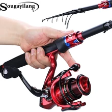 Sougayilang 1,8-2,4 м спиннинговая удочка и 13+ 1BB 5,5: 1 Рыболовная катушка для путешествий Удочка телескопическая удочка комбинированная Pesca