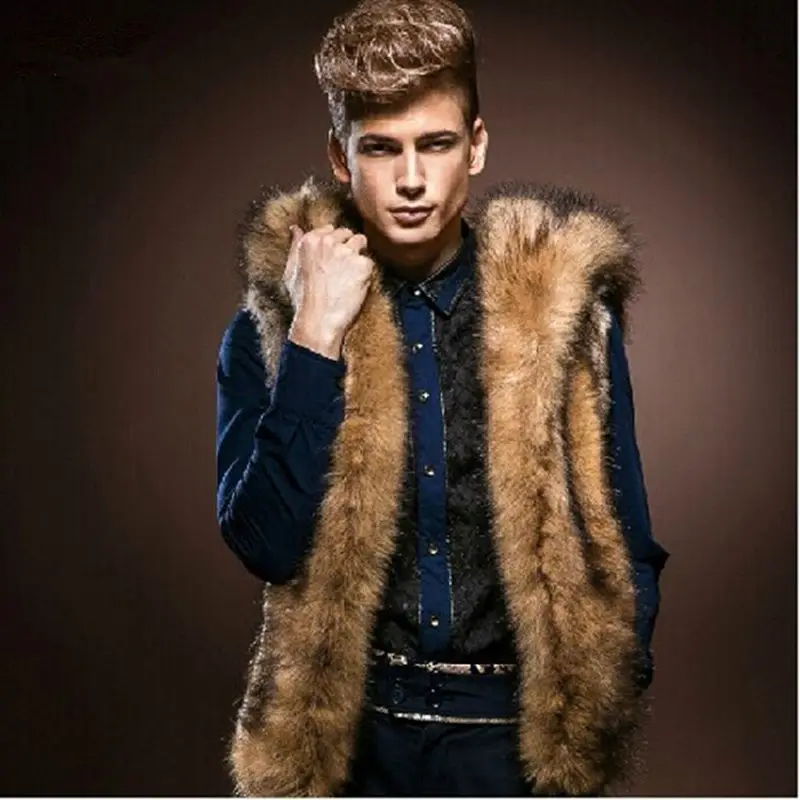 Fashion Winter Men Fur Vest New Thick Fur Hooded Hoodie Men Waistcoats Male Sleeveless Outerwear Brand Clothing Coat Vests Fashion Winter Men Fur Vest New Thick Fur Hooded Hoodie Men Waistcoats Male Sleeveless Outerwear Brand Clothing Coat Vests