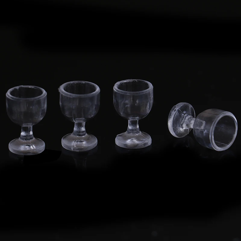 

4Pcs 1:12 Dollhouse Miniature 3D Cute Clear Cups Cocktail Wine Glass Glass For DIY Dollhouse Decoration Plastic Crafts
