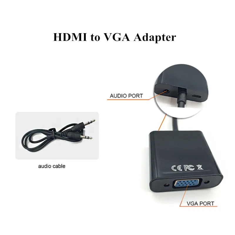 HDMI к VGA Кабель HDMI Мужской адаптер к VGA Женский 1080p HDMI конвертер Разъем для Xbox 360 PS3 PS4 PC DVD lcd tv