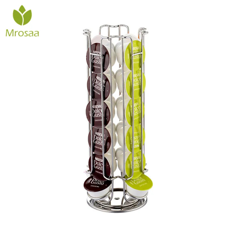 

Hot Metal Coffee Pods Holder Iron Chrome Plating Stand Coffee Capsule Storage Rack for 18pcs Dolce Gusto Capsule Coffeware Sets