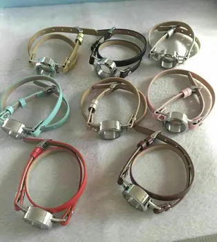 

316L Stainless Steel 25mm Glass Floating Charm Living Memory Lockets Bracelet 8 Colors Leather Wrap Locket Bracelets SL018