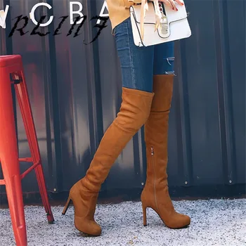 

RLINF New High-end Nightclub Sexy Super High Heel Stiletto Over The Knee Waterproof Platform Female Long Boots