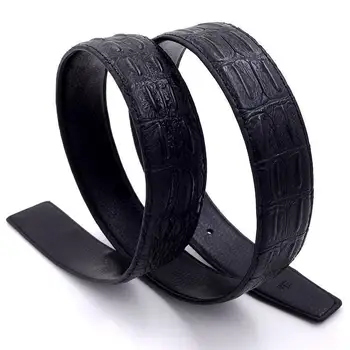 

(No Buckle, Only Belt) Fashion High Quality Leather & PU Belts, Crocodile Bone Striped Pattern, Men's Belts Luxury