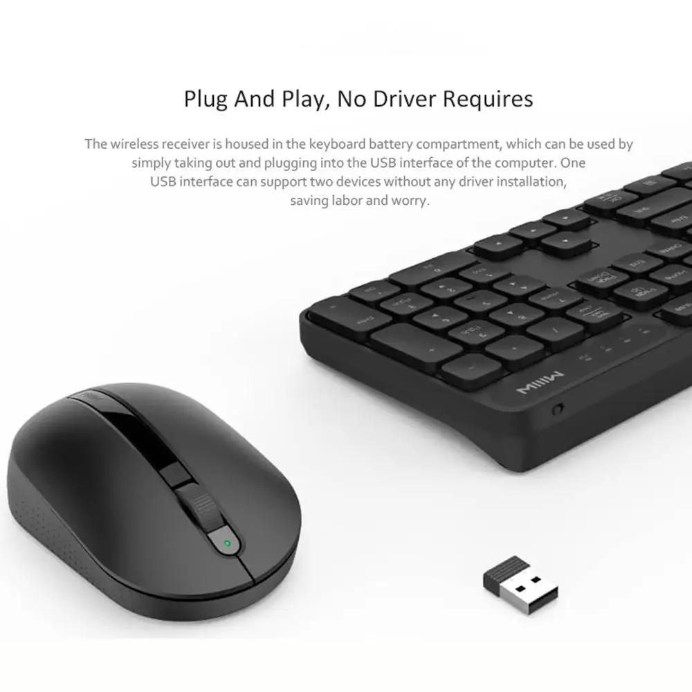 Xiaomi MIIIW RF 2,4 ГГц Беспроводная Офисная Клавиатура Мышь Набор 104 клавиш Windows PC Mac совместимый портативный USB клавиатура