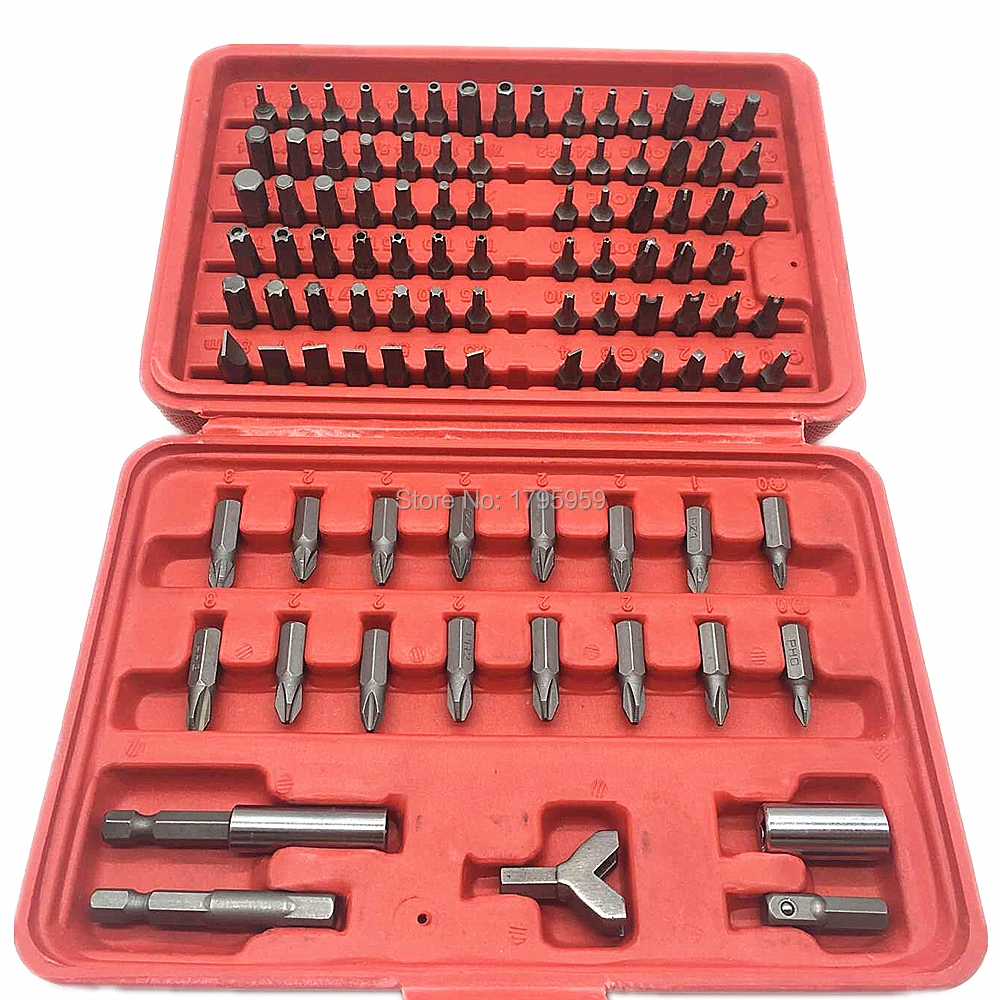 

Security Screwdriver Tamper Proof Torx Phillips Slotted Tri Wing Hex Bit 100pcs/Set Nut Driver Magnetic Holder Tools With Case