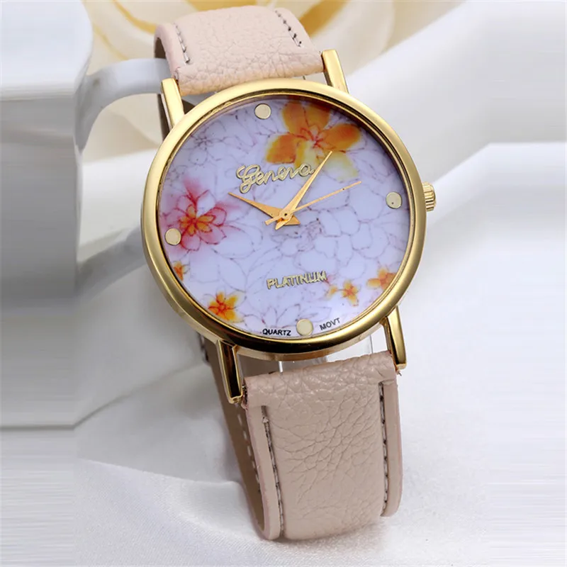 Fashion Women Ladies Quartz Watches Rose Flower Print Silicone Floral Clocks For Women Men Girls