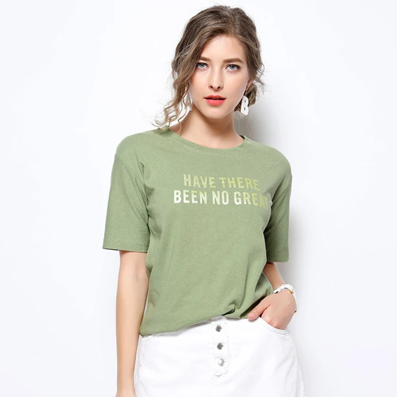 

New arrival tshirts cotton women summer tops for women 2019 high quality print letter ladies tee shirt femme plus size shirt top