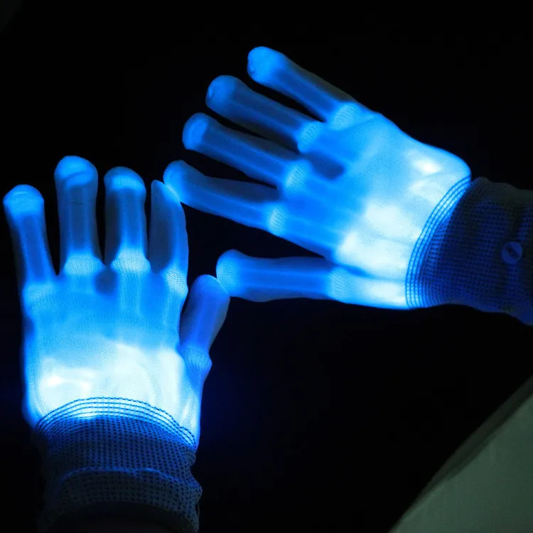 Cool LED Rave Flashing Gloves Glow 7 Mode Light Up Finger Lighting Black LU