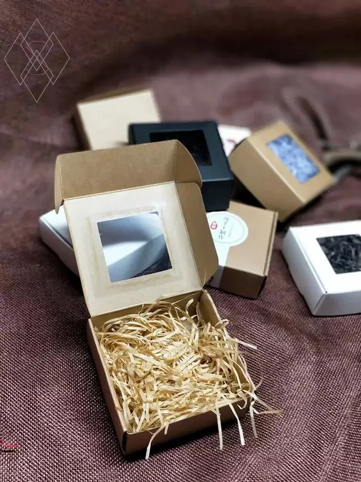 

10pcs/lot Small Kraft paper packaging box with window,cardboard handmade soap box,mini personalized craft paper jewelry gift box