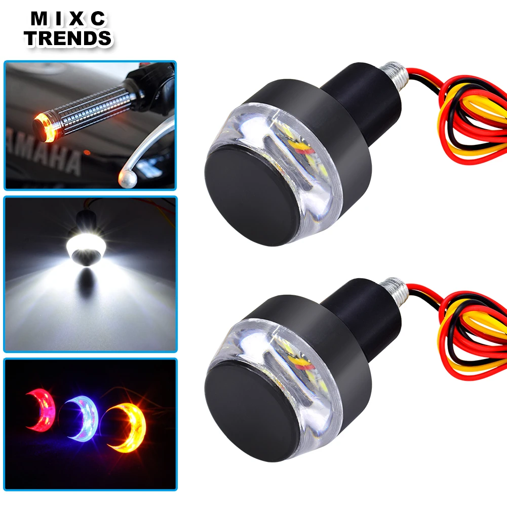 2Pcs Motorcycle Bike Handlebar Bar End LED Turn Signal Light For 22mm 7/8'' 12V 2Pcs Motorcycle Bike Handlebar Bar End LED Turn Signal Light For 22mm 7/8'' 12V