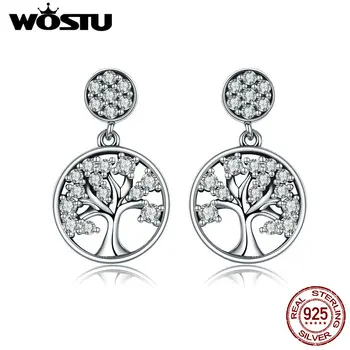 

WOSTU Hot Sale Authentic 925 Sterling Silver Tree Of Life Drop Earrings For Women Fashion Brand Jewelry Gift For Friends BKE067