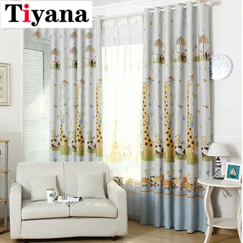 

Cute Cartoon Curtains for Bedroom Children Boys Girls Kids Room Giraffe Animals Custom Half Shading Windows Curtain Tulle P026D4