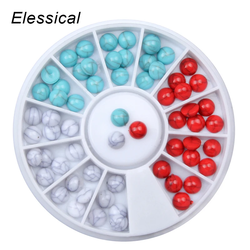 

ELESSICAL 3 Colors Round Natural Stones Nail Rhinestones 3D Nail Art Decoration DIY Wheel Beauty Jewelry Manicure Tools WY1142