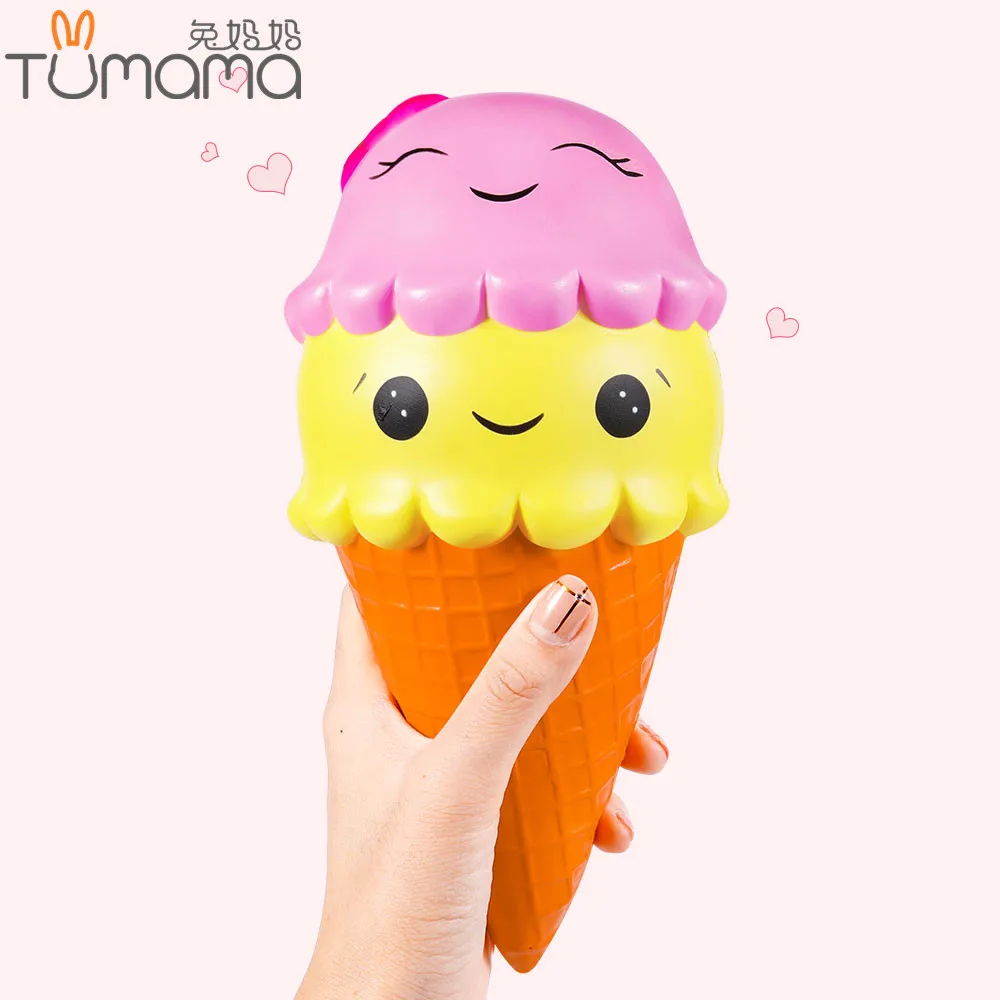 

Jumbo Squishy Ice Cream Slow Rising Soft Squishes 22CM Cartoon Smile Face Icecream Stress Relief Squeeze Stuffed Squishy Toy