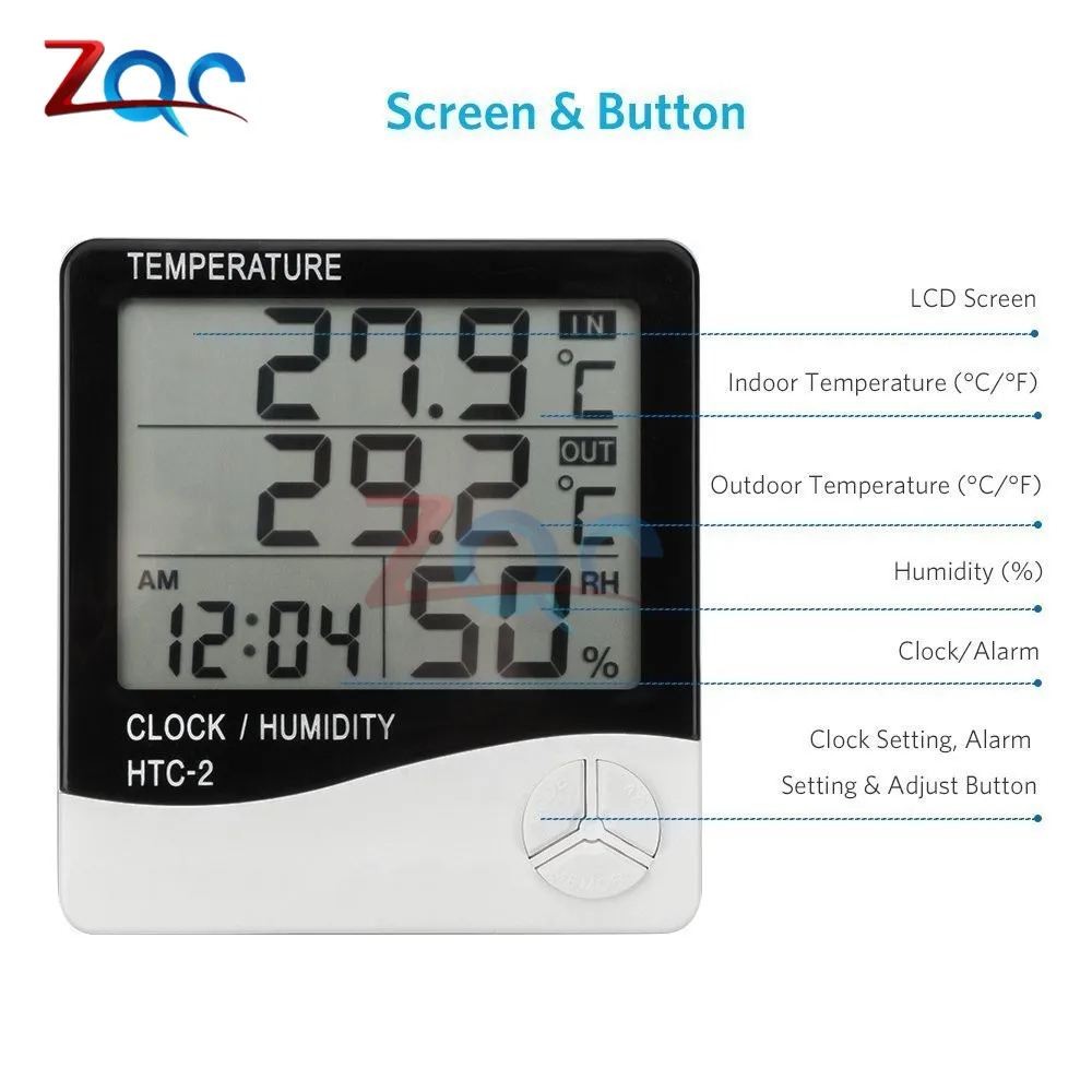 Метеостанция HTC-2 HTC-1 термометр гигрометр Цифровой ЖК-дисплей C/F Измеритель температуры и влажности Будильник HTC-8A