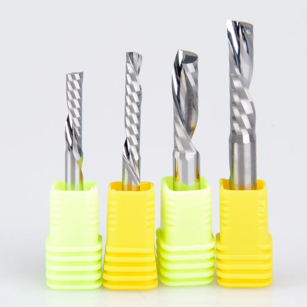 

2pc SHK 4 5 6mm Left Spiral milling cutter down cut one Flute router bit CNC end mill carbide milling cutter plastic pvc