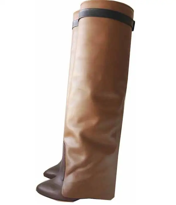 Модные женские рыцарские сапоги до колена из черной гладкой кожи; женские сапоги на высоком каблуке с пряжкой и замком; замшевые сапоги темно-синего цвета; размер 42 - Цвет: as picture