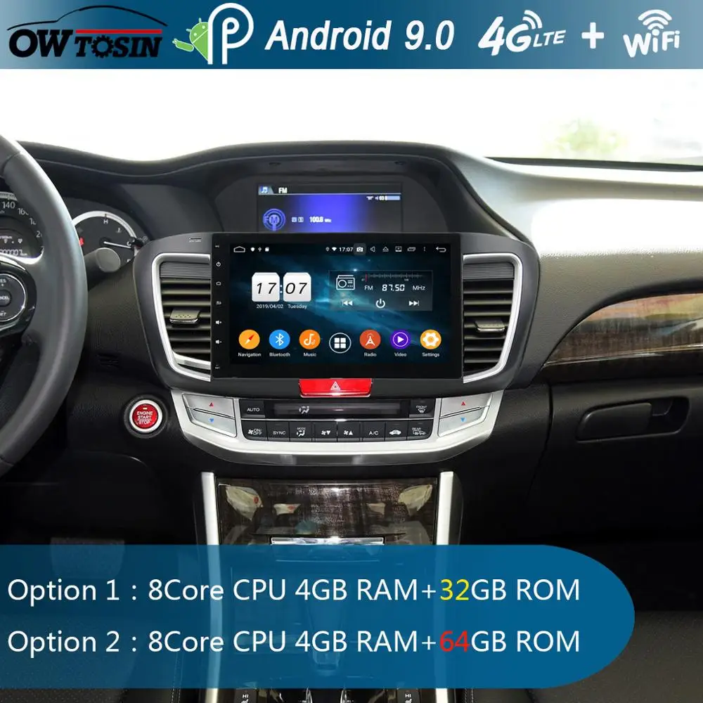 Flash Deal 10.1" IPS  8Core 4G+64G Android 9.0 Car DVD Player For Honda Accord 9 2014 2015 2016 2017 GPS Radio Stereo DSP CarPlay Parrot BT 1