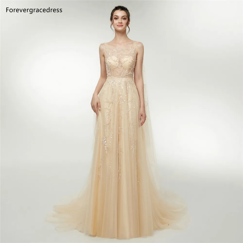 Женское платье без рукавов Forevergracedress вечернее с блестками и открытой спиной