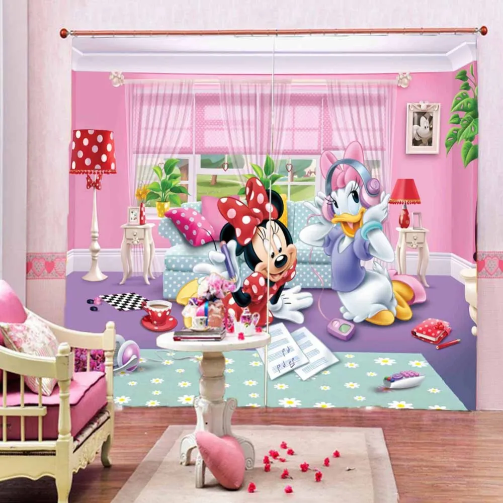 

Minnie's pink bedroom 3D Window Curtains Living Room bedroom Drapes Rideaux factory Customized size shower Shading cloth