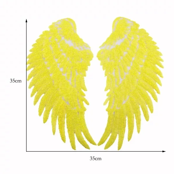 1 пара Новое поступление желтые блестки нашивки крылья Железо на патч для одежды большой мотив аппликации патч DIY Швейные аксессуары
