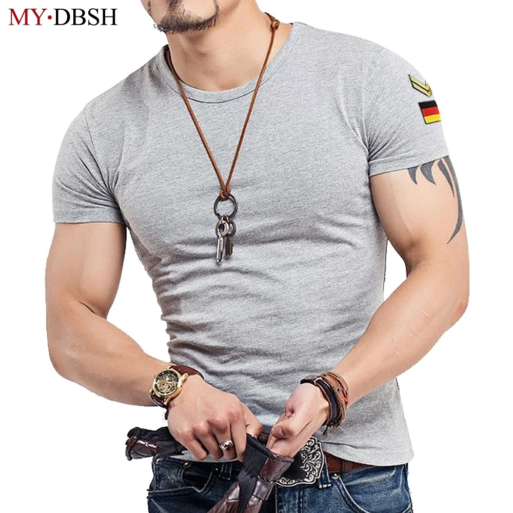 

Hot Sale 20 Colors V Neck T-Shirt Mens Fashion Embroidery Badge Short Sleeve T Shirts Male Muscle Fitness Tight Summer Top Tees