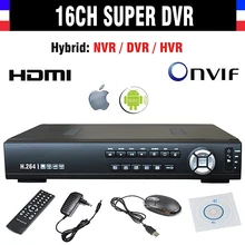 CCTV AHD DVR 16 канальный H.264 960h 16ch SDVR/NVR/HVR 4в1 видео рекордер Супер DVR Поддержка Onvif 1080P HDMI выход