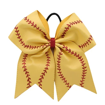 

1PC DIY Headwear Leather Bows Cheerleading Hair Accessories With Ring Women Handmade Haar Girl Embroidery Full Cover Clip