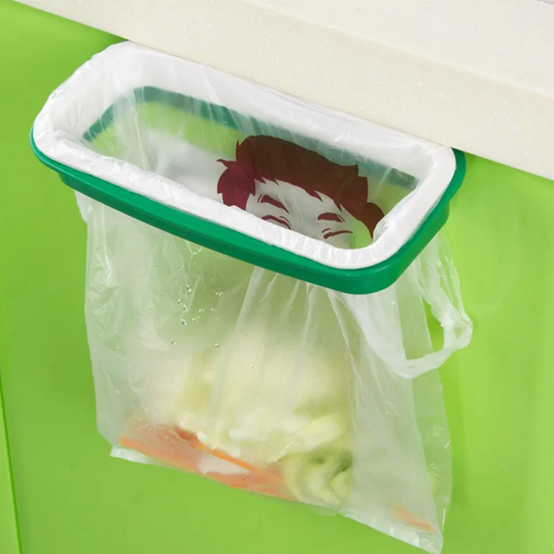 

Trash Rubbish Plastic Bag Holder Storage Rack Hanging Kitchen Cupboard Door Back Stand Convenient Garbage Bags Hanger Waste Bins