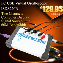 Бесплатная доставка ISDS220B Виртуальный ПК USB осциллограф 200 М частота дискретизации 60 М пропускная способность с DDS источник Сигнала генератор