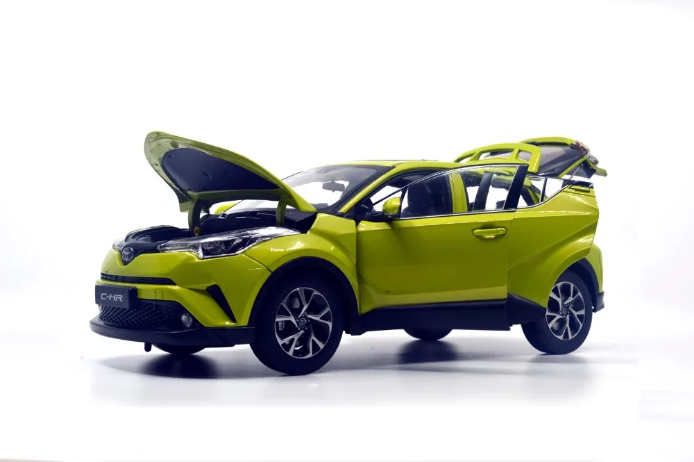 Модель Paudi 1/18 1:18 Масштаб Toyota C-HR CHR желтый внедорожник литой модельный автомобиль игрушка, модель автомобиля двери открытые