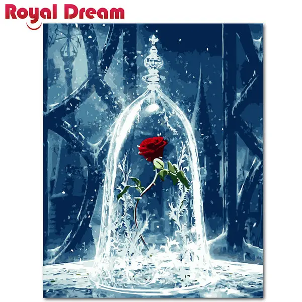 

Glass rose DIY Oil Painting By Numbers Wall Art Acrylic Oil Canvas Paintings Landscape DIY Painting By Numbers For Home
