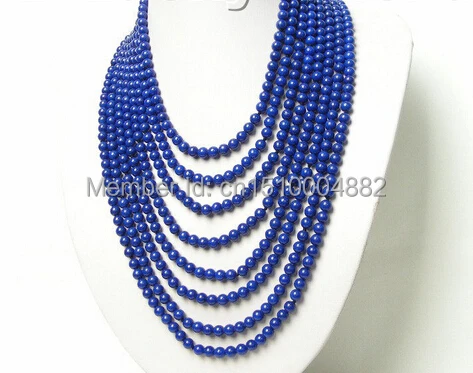 

shitou 00283 AAA nature 8row round lapis lazuli necklace
