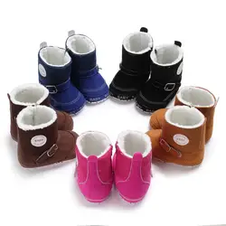 Новые зимние теплые для маленьких мальчиков обувь для девочек мягкие нескользящие 5 цветов Сапоги и ботинки для девочек Booty кроватки Дети