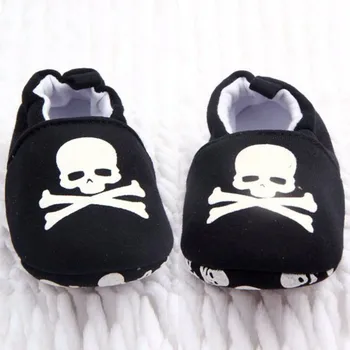 

Newborn Baby Boys Girls First Walkers Prewalker Infant Baby Unisex Skull Pirate Print Cotton Soft Bottom Shoes