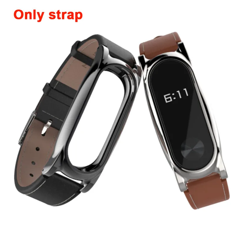 

New Leather Metal Xiaomi Mi Band 2 Strap With 5 Colors Smart Wristbands Mi 2 Replace Strap For Xiomi Miband2 Miband 2 Bracelet