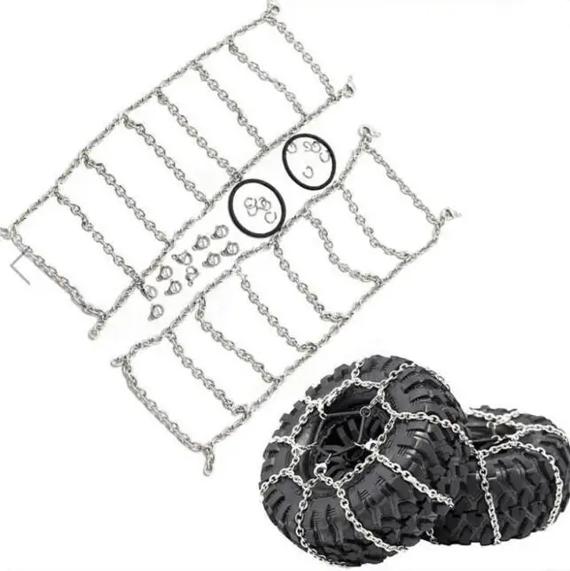 

2PCS/lot 120MM 1.9inch Snow Anti-Slip Tires Metal Steel Chain For Traxxas TRX4 TRX-4 1:10 RC Crawler Car Parts