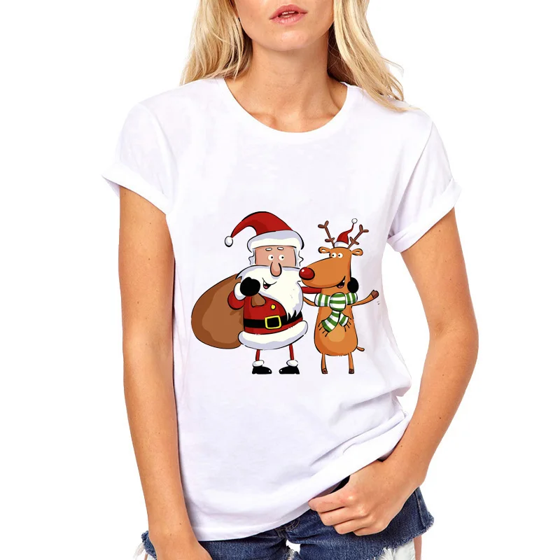 Летняя футболка женская с Санта Клаусом Рождественская уличная camisetas Hombre