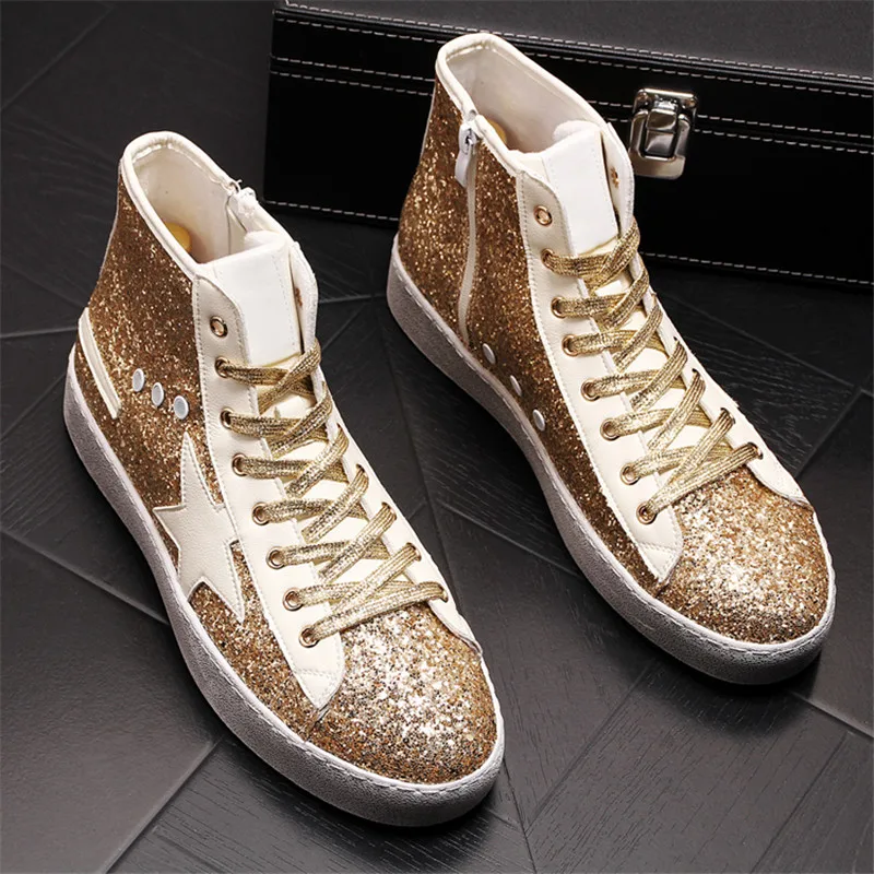 

Fashion Men Boots Shoes Man Hip-hop High Help Shoes Lace-Up Casual Leather Boots Comfortable Superstar Adult Men's Shoes