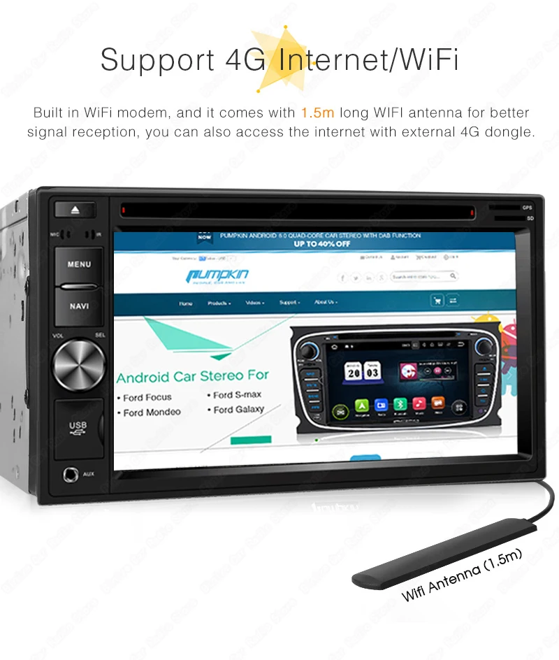 Excellent Universal 6.2" Android 9.0 2Din Car Multimedia 2G RAM Auto Radio DVD CD  MP5 VideoPlayer GPS Stereo 4G WiFi 2 Double Din 47 6