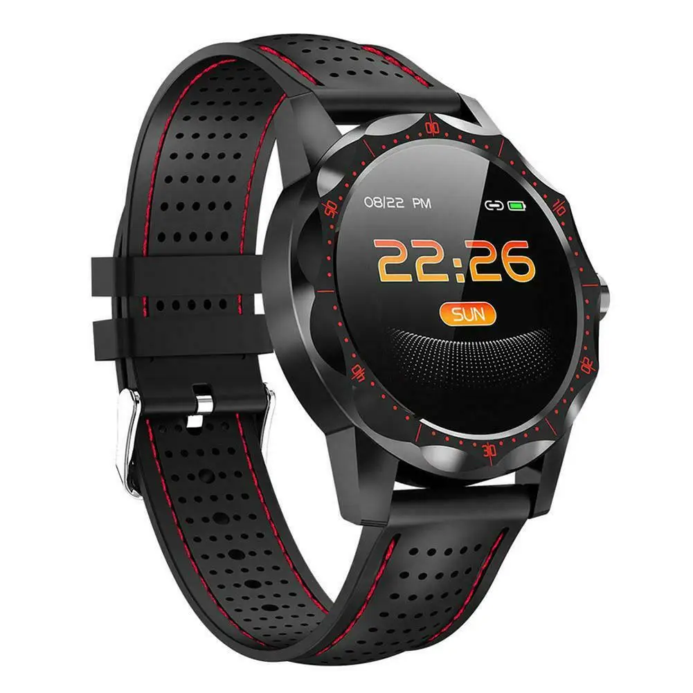 Мужские часы спортивные фитнес трекер сна многофункциональный цветной экран Bluetooth IP67 Водонепроницаемый носимые устройства для Android iOS - Цвет: Red