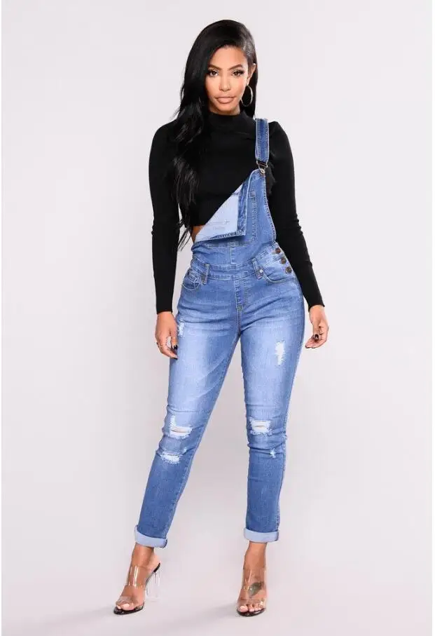 Blue Jeans Wanita Jumpsuit Denim Baju 