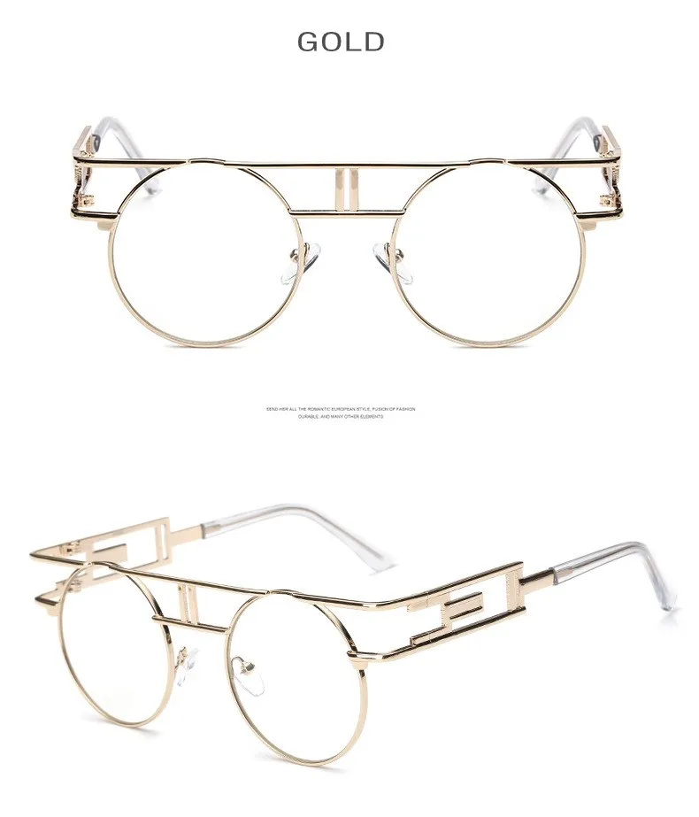 Модные панк-очки Для женщин Брендовая дизайнерская обувь круглый Винтаж очки Для мужчин прозрачные линзы стимпанк готические очки