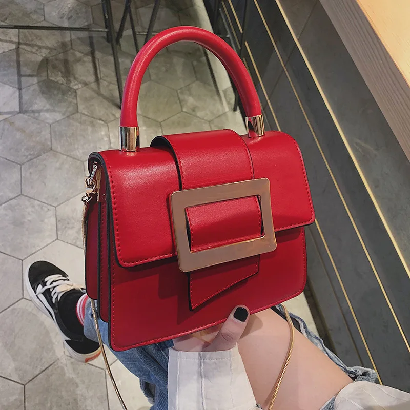 

Chain small bag female 2019 new Korean fashion square buckle Messenger bag texture wild shoulder portable small square bag