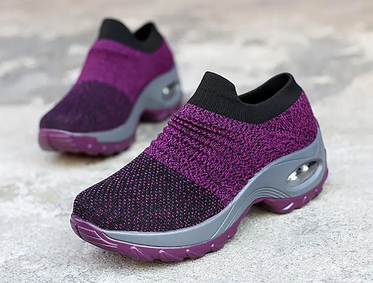 Fashion round toe wedges breathable mesh shoes woman new mixed color comfortable sports mother sneakers women summer shoes